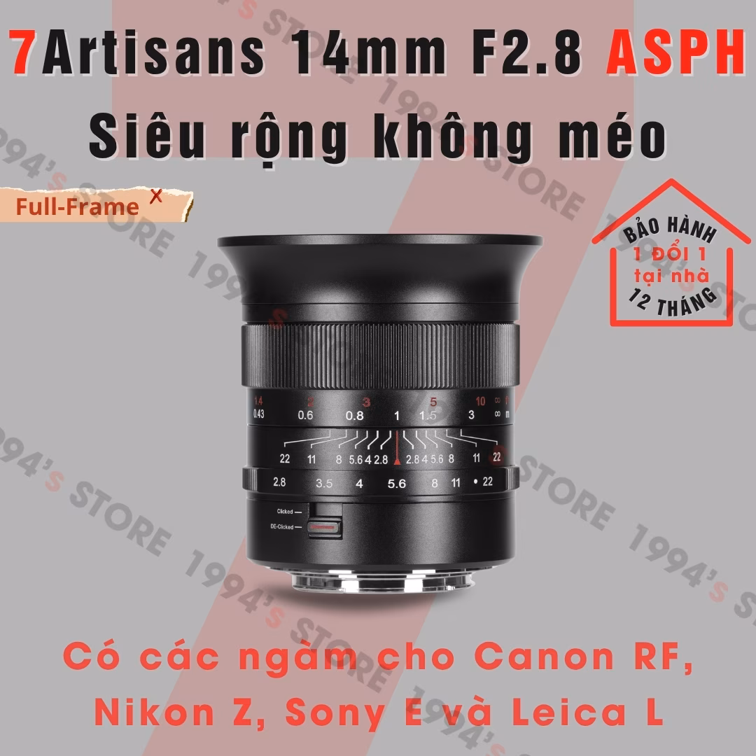 Ống kính 7Artisans 14mm F2.8 ASPH Zero-D - Siêu rộng KHÔNG méo cho Full-Frame
