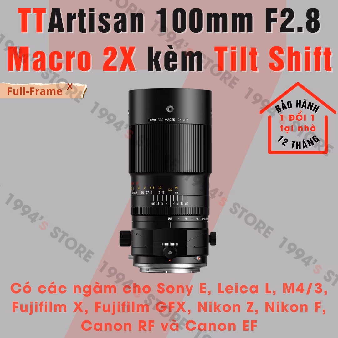 TTArtisan 100mm F2.8 Macro 2X kèm Tilt Shift