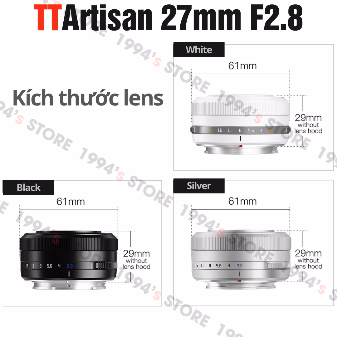 Ống kính TTArtisan AF 27mm F2.8 White AF Pancake cho Fujifilm/Sony/Nikon