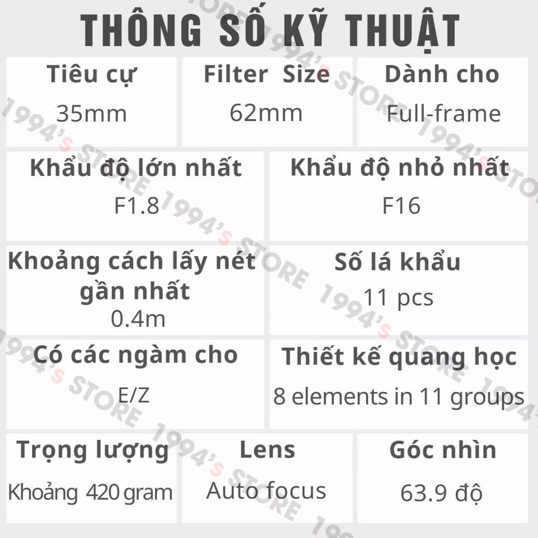 Lens 35mm F1.8 AF cho Full Frame