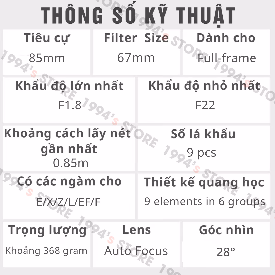 Lens 85mm AF cho Fujifilm X-mount