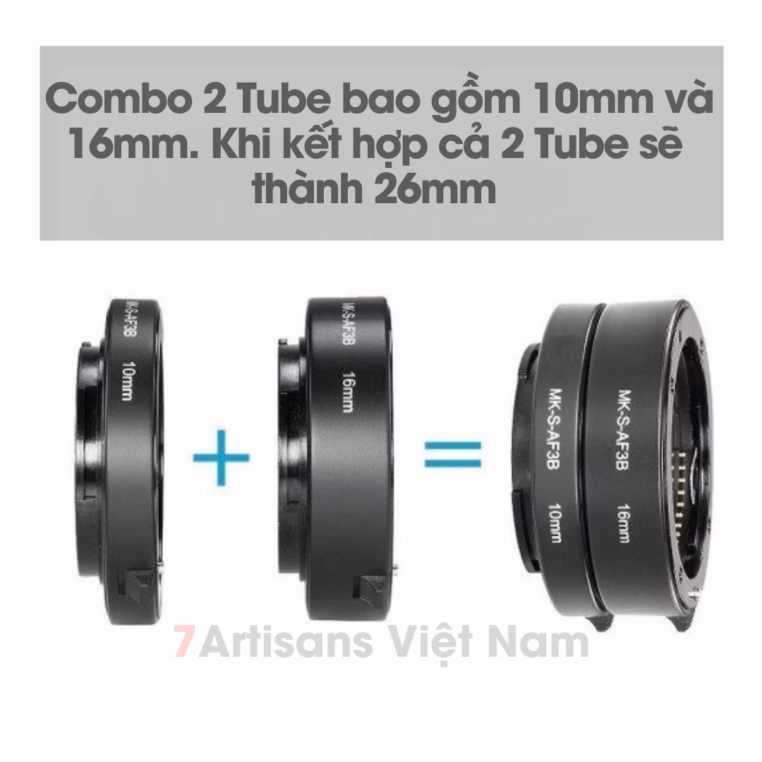 Combo 2 ống Tube Macro AF Meike MK-S-AF3A- Ngàm chụp Macro