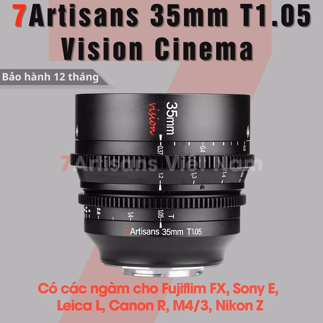 Bộ 4 lens Cine Vision 7Artisans 12mm T2.9 25mm T1.05 35mm T1.05 50mm T1.05