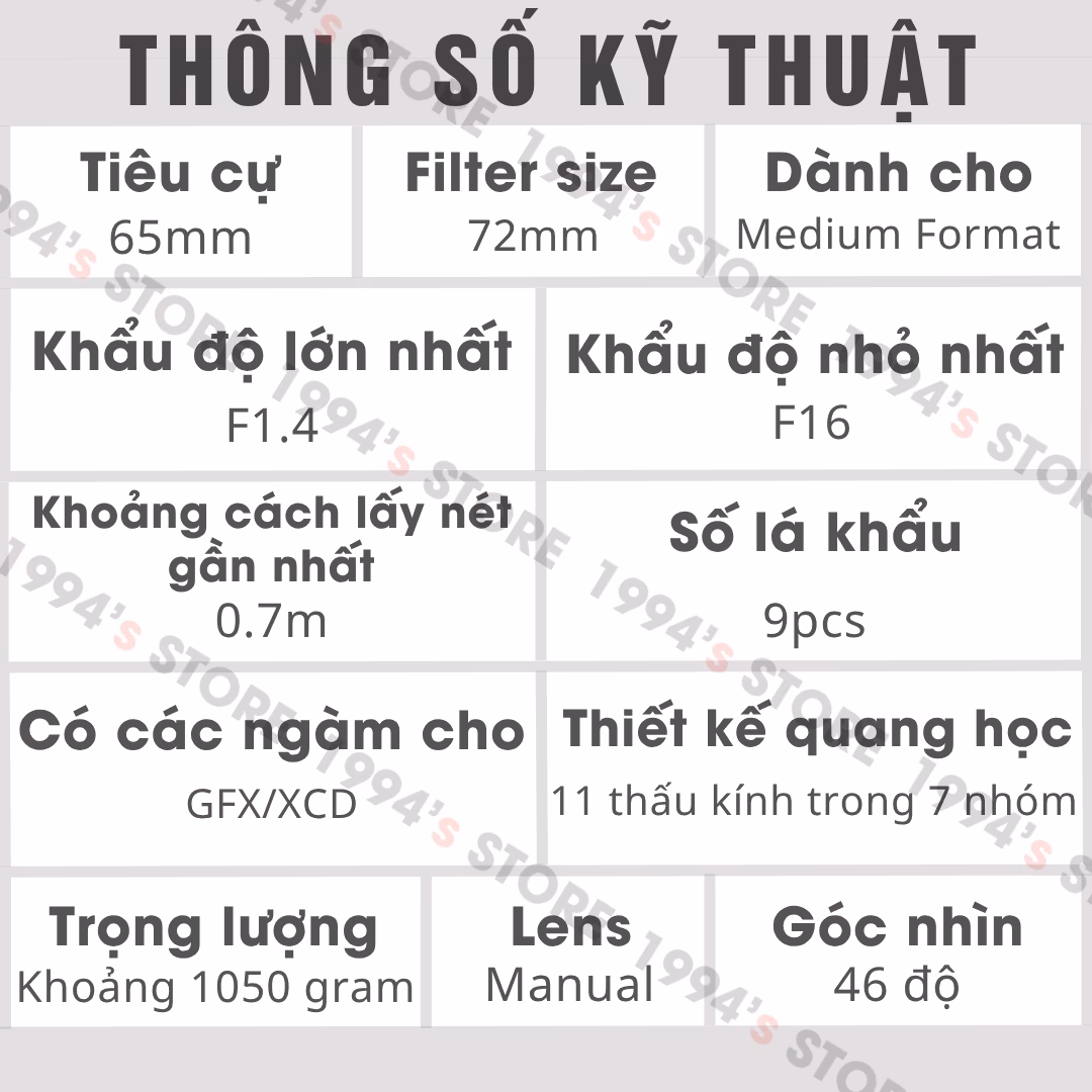 Ống kính Medium Format GFXFX lớn