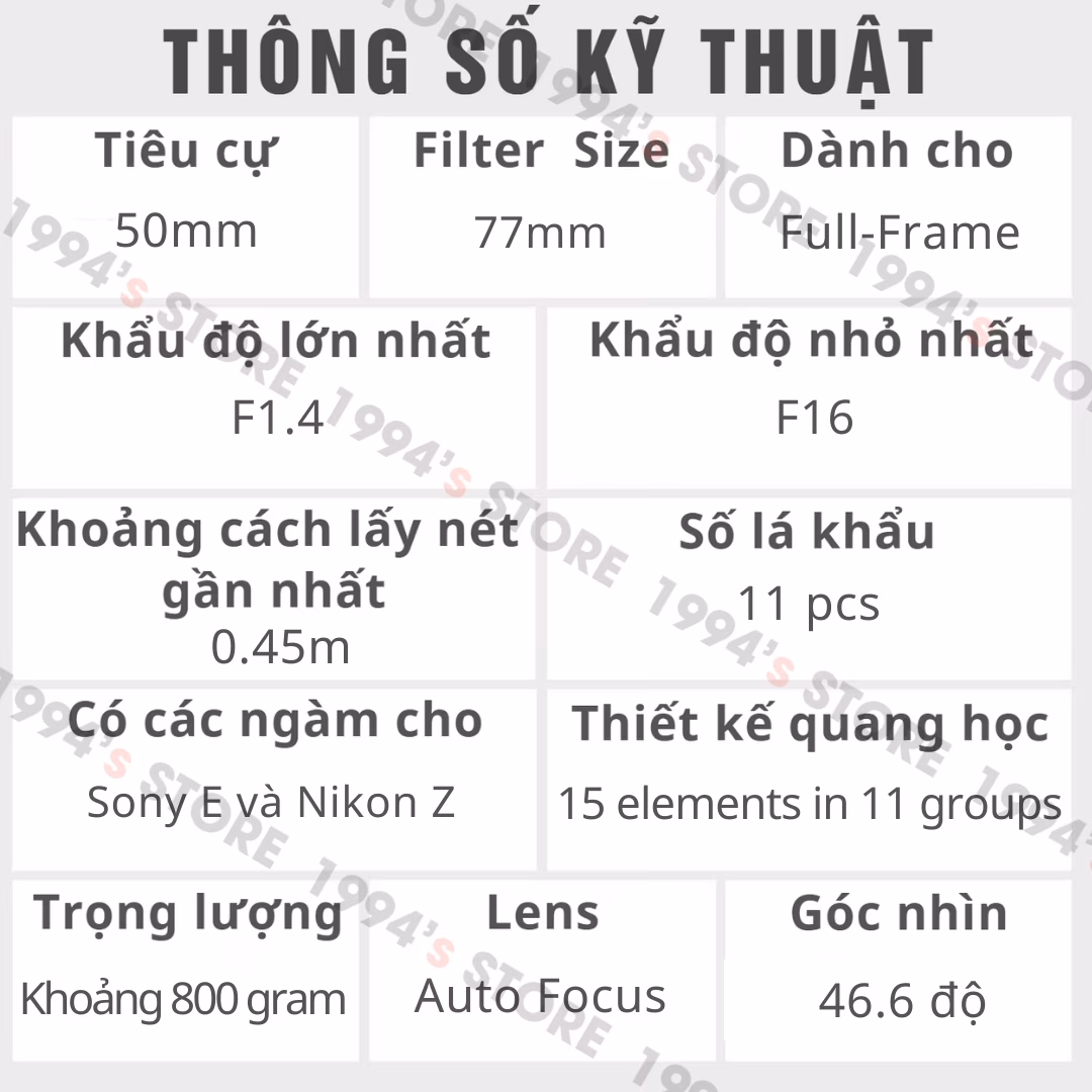 Lens 50mm F1.4 giá rẻ cho Sony Full Frame