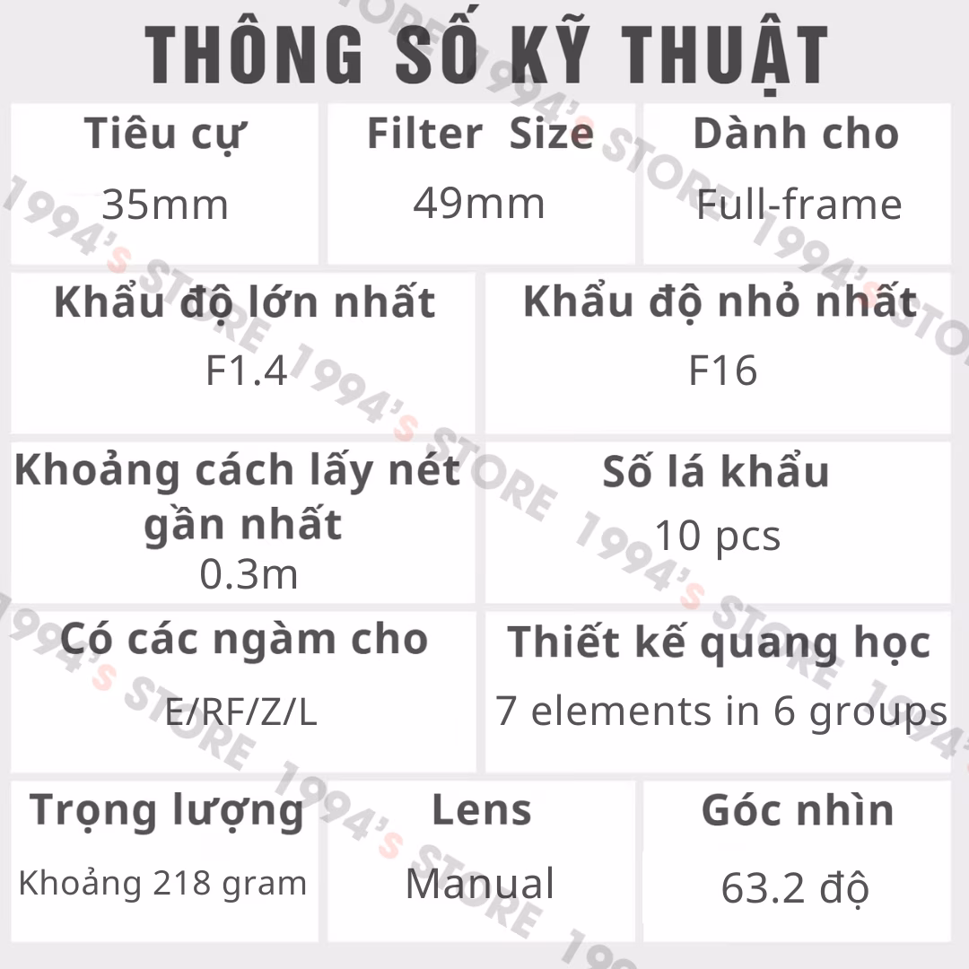 Lens Brightin Star 35mm cho Sony