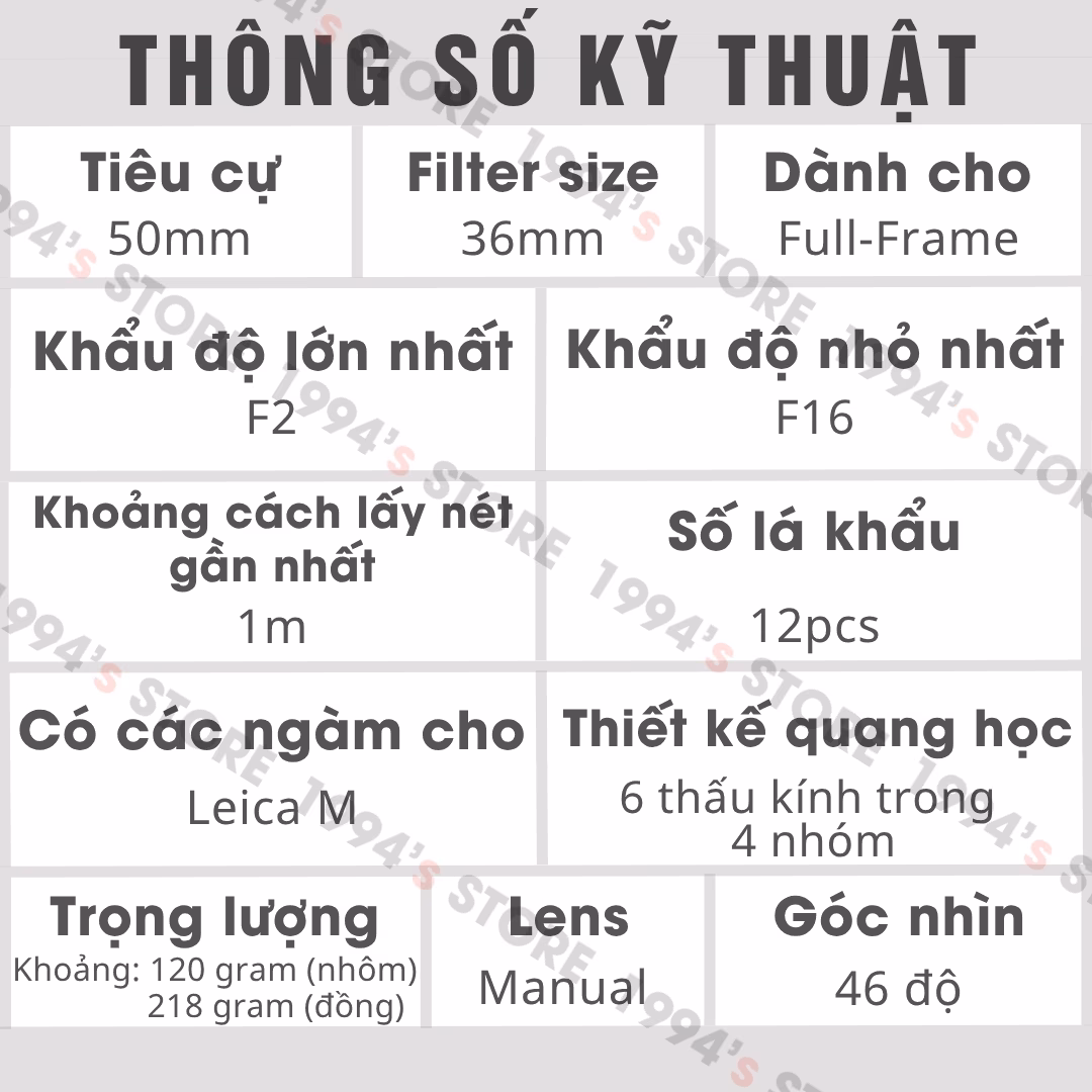 Ống kính manual focus 50mm nhỏ gọn