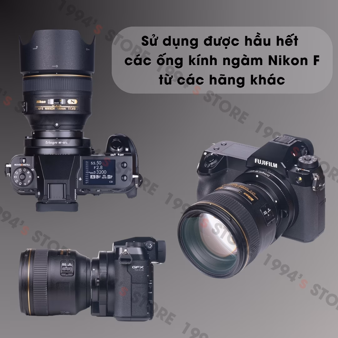 Ngàm chuyển Auto Focus Fringer NF-GFX - Nikon F sang Fujifilm GFX