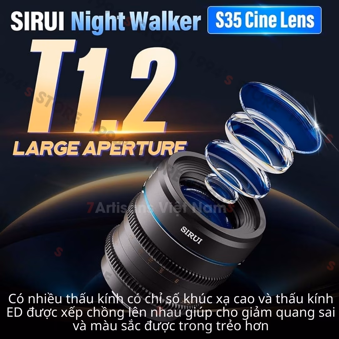 Ống Kính Cine Sirui Night Walker 55mm T1.2 Super35