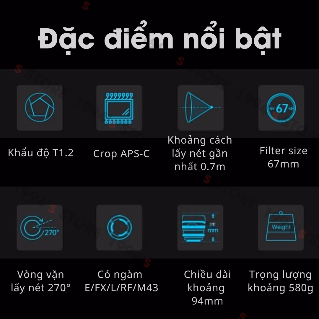 Ống Kính Cine Sirui Night Walker 75mm T1.2 Super35