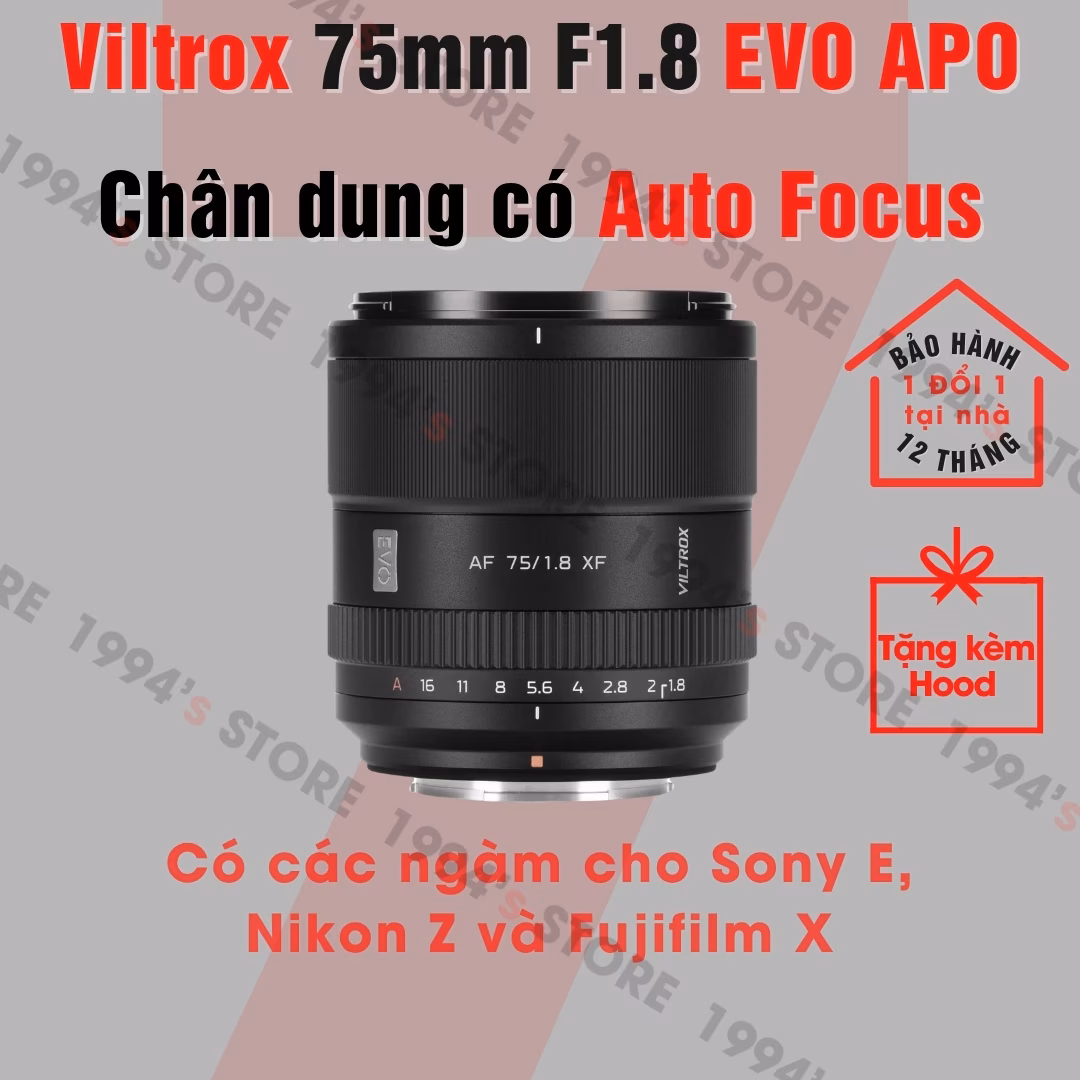 Viltrox 75mm F1.8 EVO AF for Fujifilm/Sony/Nikon Z