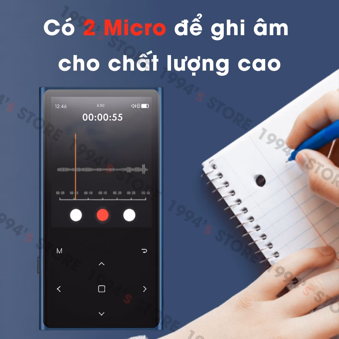 Máy Nghe Nhạc Benjie W02 Cảm Ứng - Bluetooth 5.3, Màn Hình Lớn, Có Loa Ngoài, Hỗ Trợ Xem Phim, Đọc Ebook, Nghe Nhạc Mp3