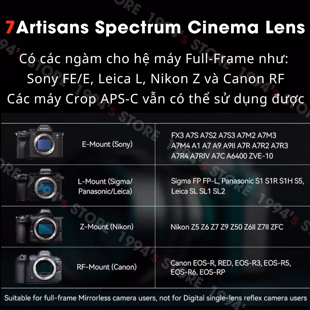 Ống kính 7Artisans 85mm T2.0 Spectrum Cine cho Sony/Nikon/Canon/Leica