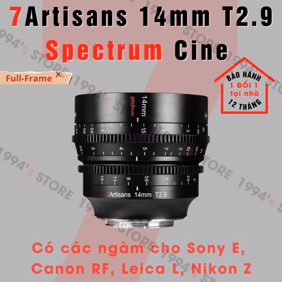7Artisans 14mm T2.9 Spectrum Cine Full-Frame Chính Hãng