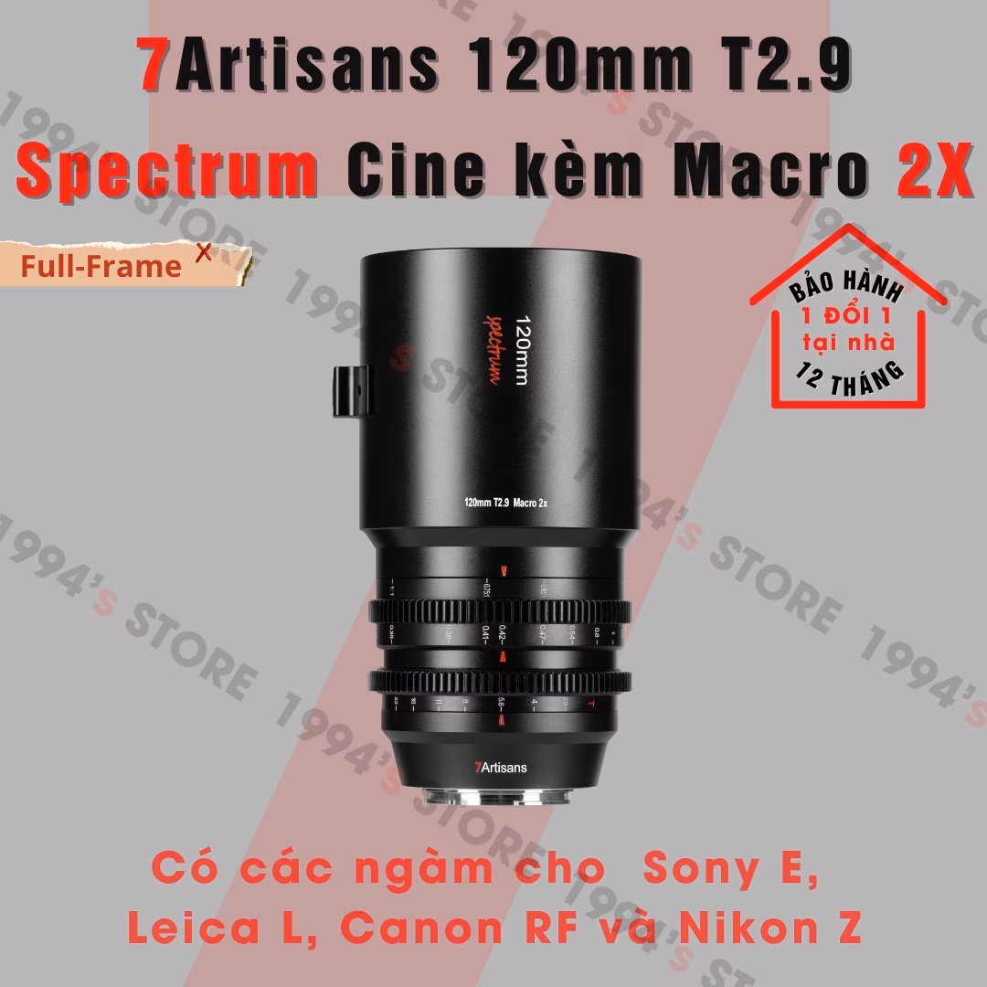 Ống kính 7Artisans 120mm T2.9 Spectrum Cine Macro 2X cho Sony/Nikon/Canon/Leica