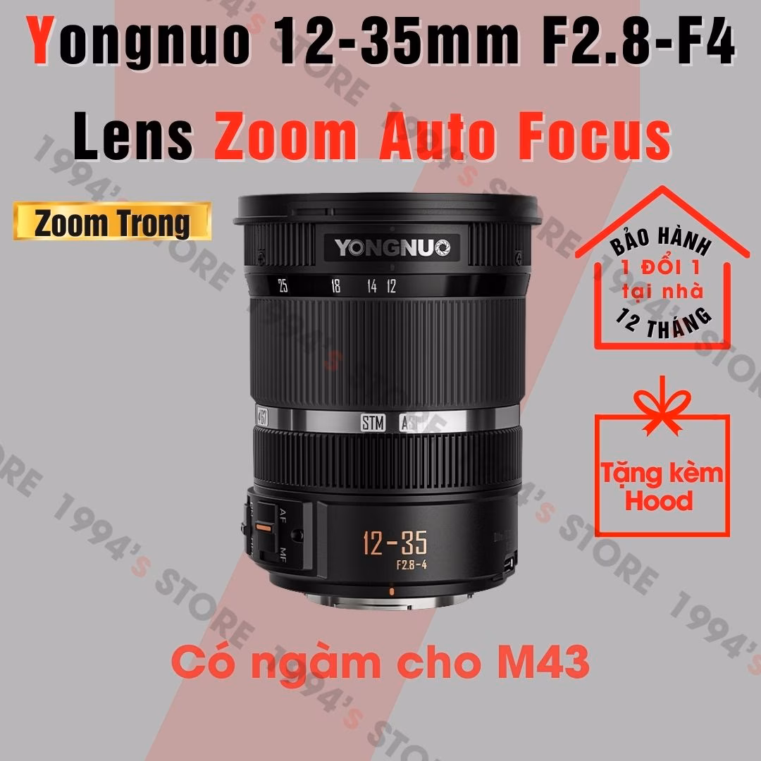 Ống kính Yongnuo 12-35mm F2.8-F4 Lens Zoom Auto Focus cho Olympus, Panasonic, Lumix ngàm M4/3