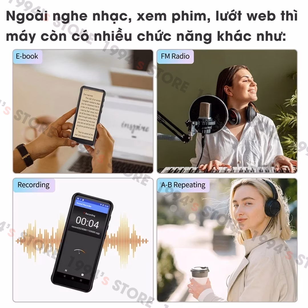 Máy Nghe Nhạc Android Ruizu Z80 Xem Video ,Cảm Ứng IPS 4 Inch, RAM 2GB, ROM 16GB, Bluetooth 5.2, Wifi