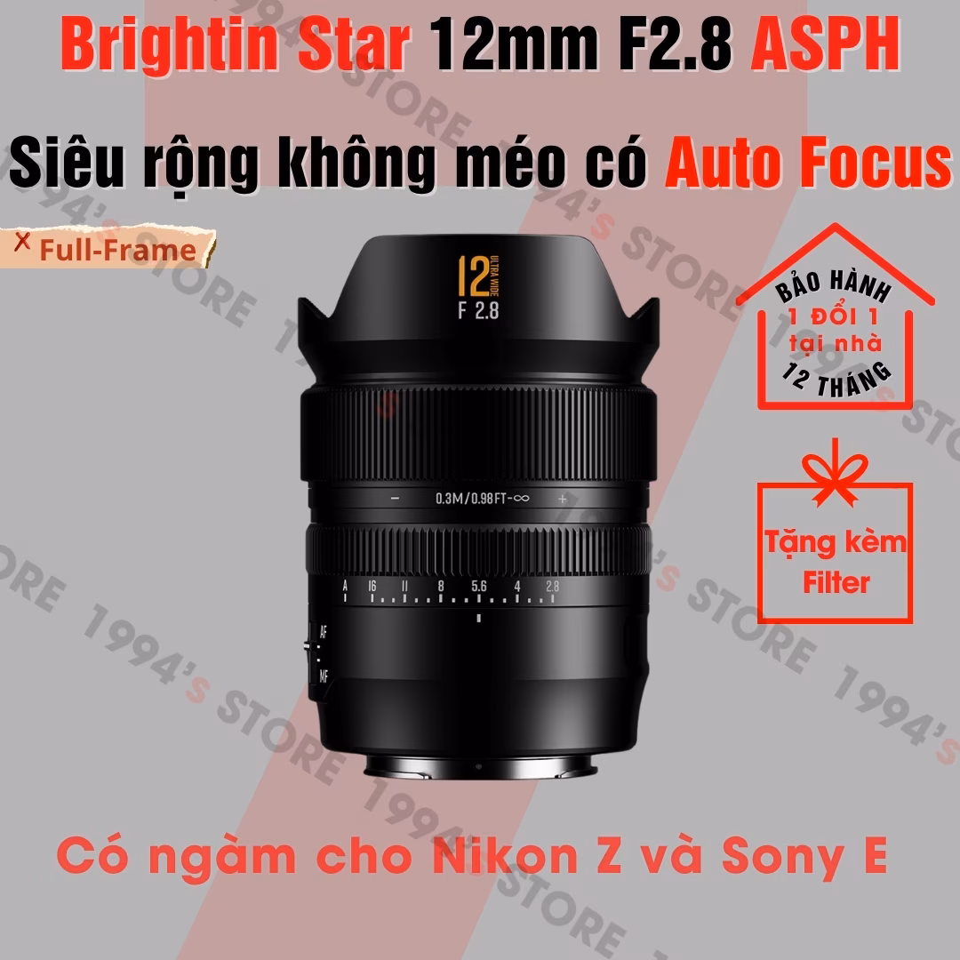 Ống kính Brightin Star 12mm F2.8 AF Full-Frame siêu rộng không méo