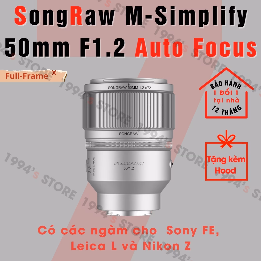 Ống kính SongRaw M-Simplify 50mm F1.2 AF Full-Frame Sony/Nikon Z/Leica L