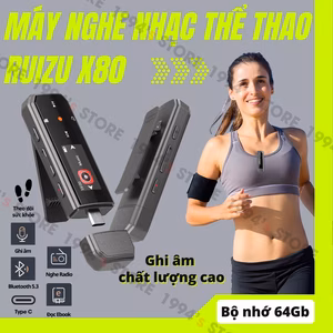 Máy Nghe Nhạc Thể Thao Ghi Âm Ruizu X80 | Hỗ Trợ Học Tiếng Anh, Lặp Đoạn A-B