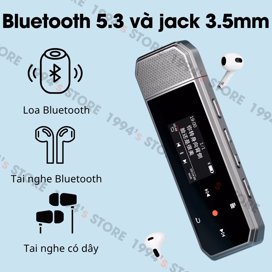 Máy Nghe Nhạc Thể Thao Ghi Âm Ruizu X80 | Hỗ Trợ Học Tiếng Anh, Lặp Đoạn A-B