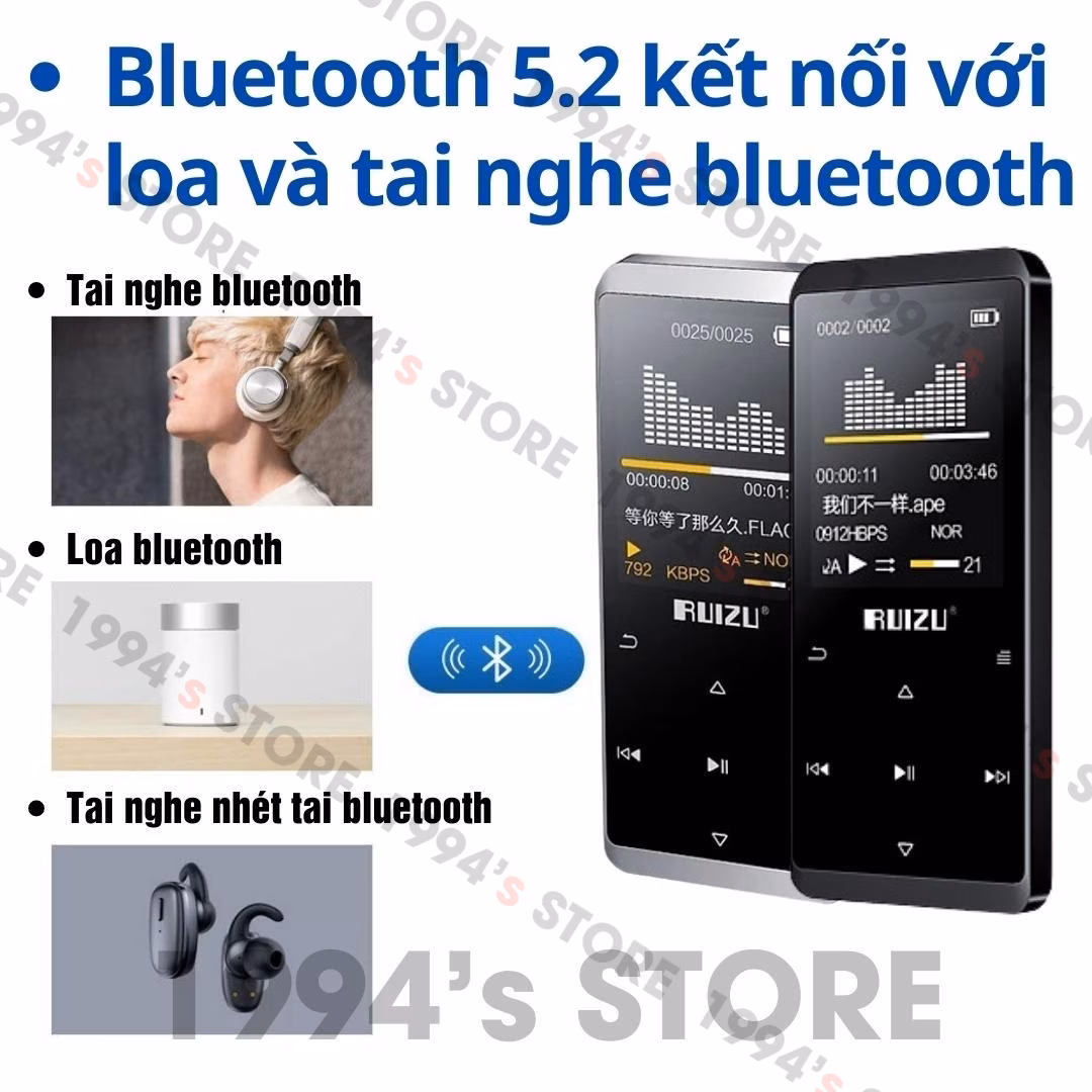 Máy Nghe Nhạc Bluetooth Ruizu D02 Có Loa Ngoài - Học Tiếng Anh