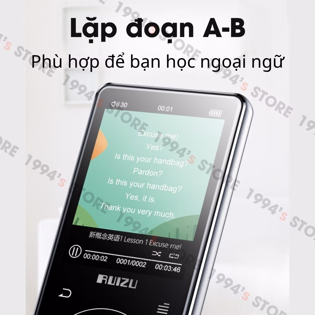 Máy Nghe Nhạc Học Tiếng Anh Ruizu D16 32Gb Màn Hình 2.4 Inch | Lặp Đoạn A-B