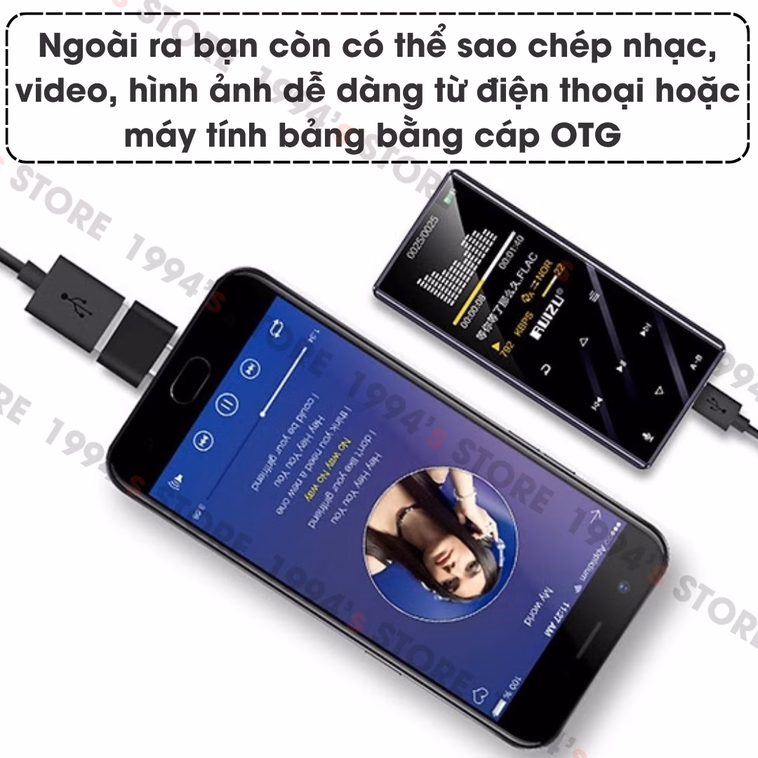 Máy Nghe Nhạc MP3 Ruizu D29 Có Loa Ngoài Lặp Đoạn A-B Học Tiếng Anh 8GB