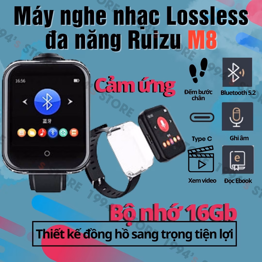 Máy Nghe Nhạc Thể Thao Ruizu M8 Đeo Tay | Đếm Bước Chân, Loa Ngoài