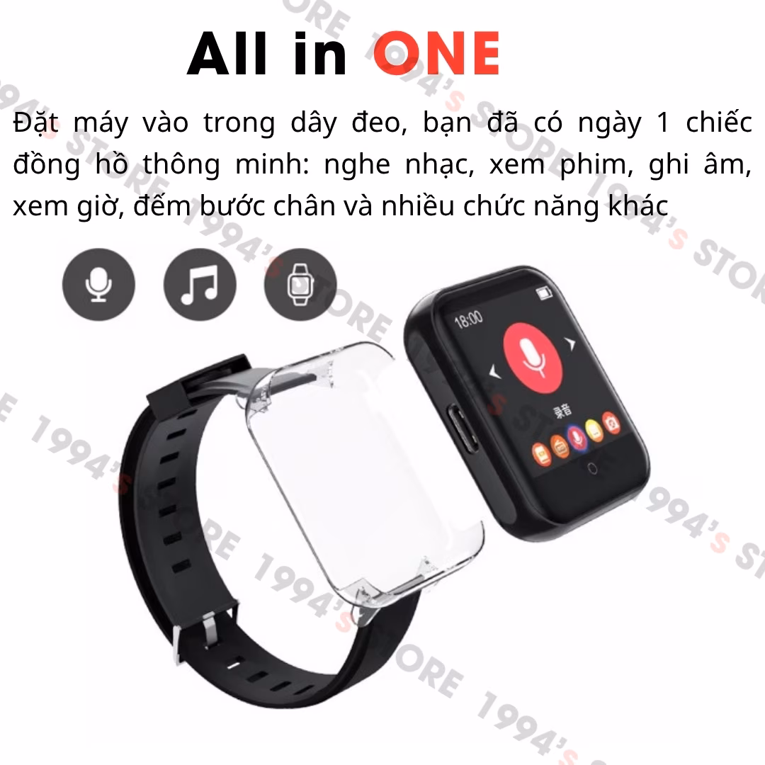 Máy Nghe Nhạc Thể Thao Ruizu M8 Đeo Tay | Đếm Bước Chân, Loa Ngoài