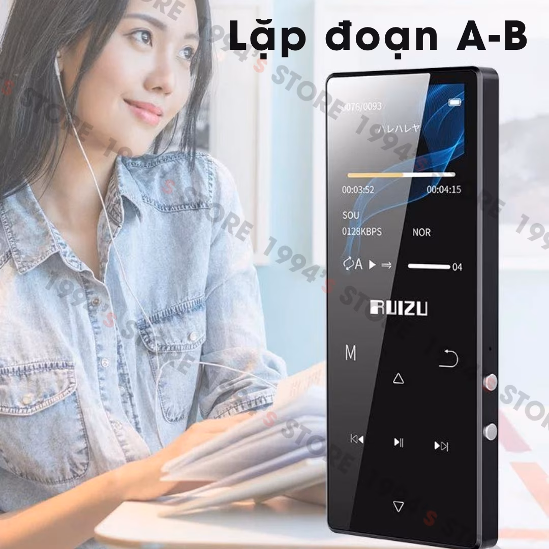 Máy Nghe Nhạc Học Tiếng Anh Ruizu D51 Bluetooth 8Gb | Lặp Đoạn A-B