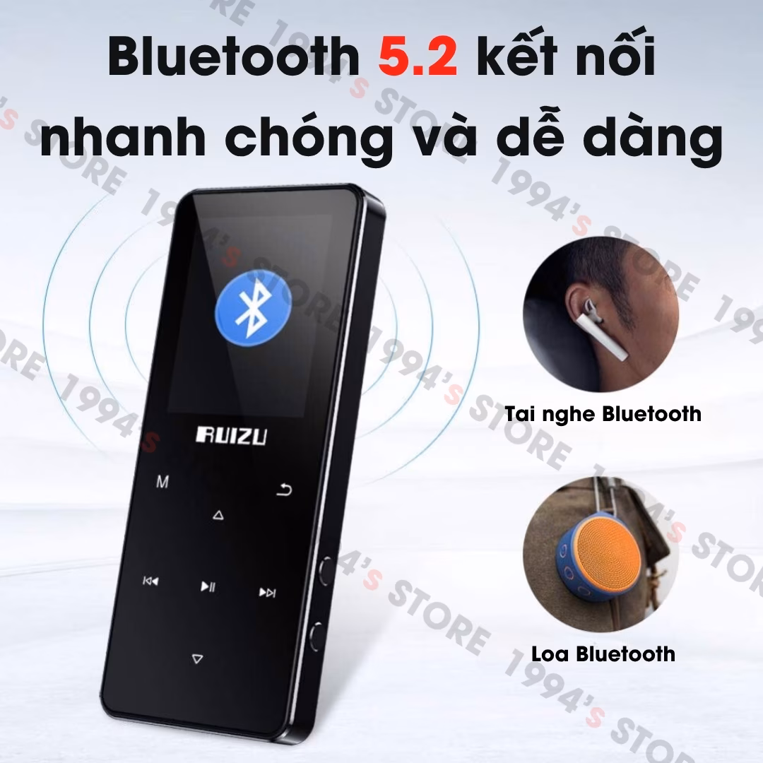 Máy Nghe Nhạc Học Tiếng Anh Ruizu D51 Bluetooth 8Gb | Lặp Đoạn A-B