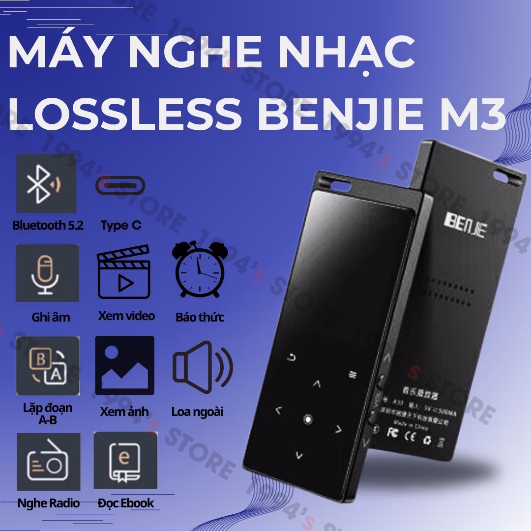 Máy Nghe Nhạc Benjie M3 Bluetooth 5.2 APTX – Kim Loại, Pin 80H, Loa Ngoài, Lossless – Chính Hãng