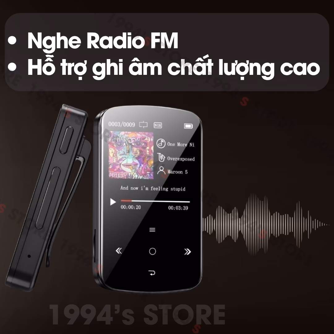 Máy Nghe Nhạc Benjie M9 Bluetooth 5.2 - Màn Hình Cảm Ứng, Hỗ Trợ Đếm Bước Chân - Chính Hãng Phân Phối
