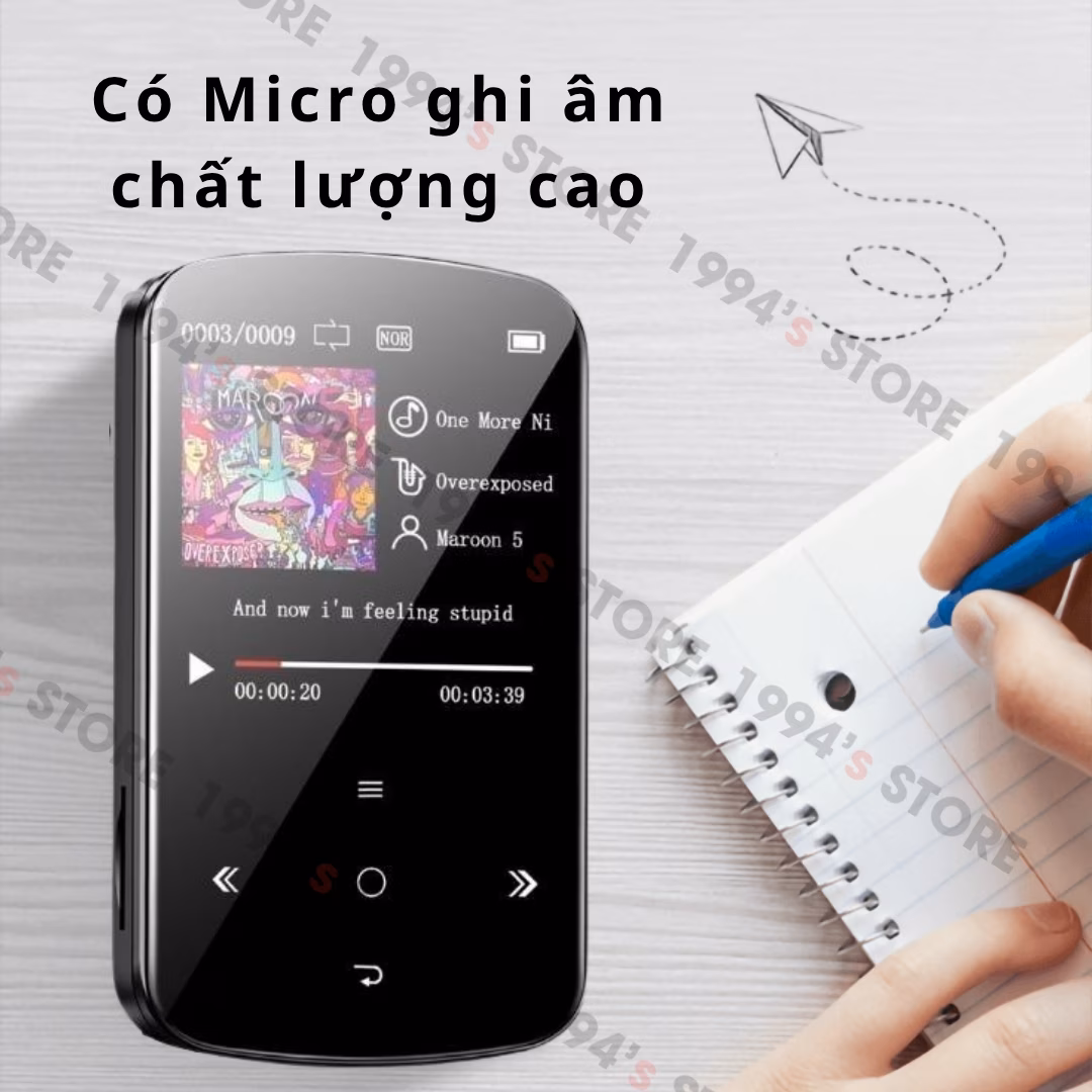 Máy Nghe Nhạc Benjie M9 Bluetooth 5.2 - Màn Hình Cảm Ứng, Hỗ Trợ Đếm Bước Chân - Chính Hãng Phân Phối