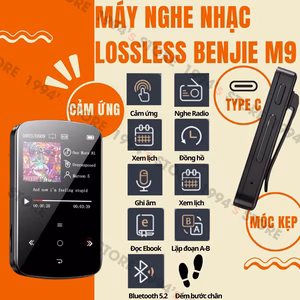 Máy Nghe Nhạc Benjie M9 Bluetooth 5.2 - Màn Hình Cảm Ứng, Hỗ Trợ Đếm Bước Chân - Chính Hãng Phân Phối