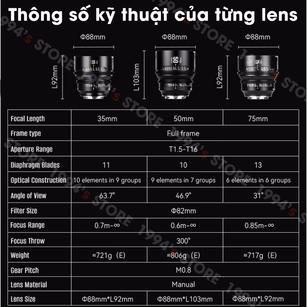 7Artisans 50mm T1.5 DREAM Cine Lens Cho Full Frame