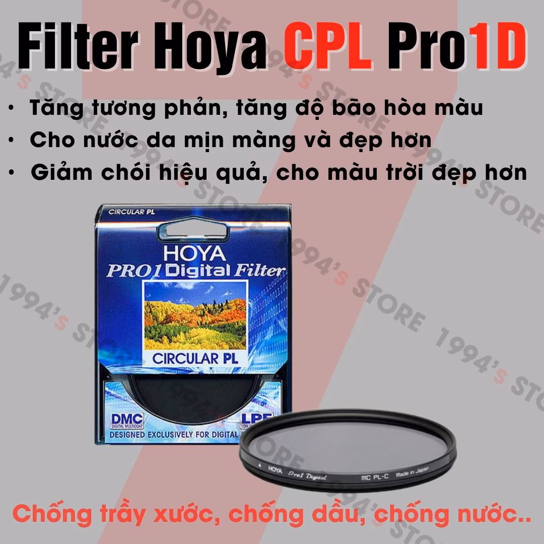 Kính lọc Filter CPL Hoya Pro1D Chính Hãng (Made in Japan) đủ phi 37mm - 82mm