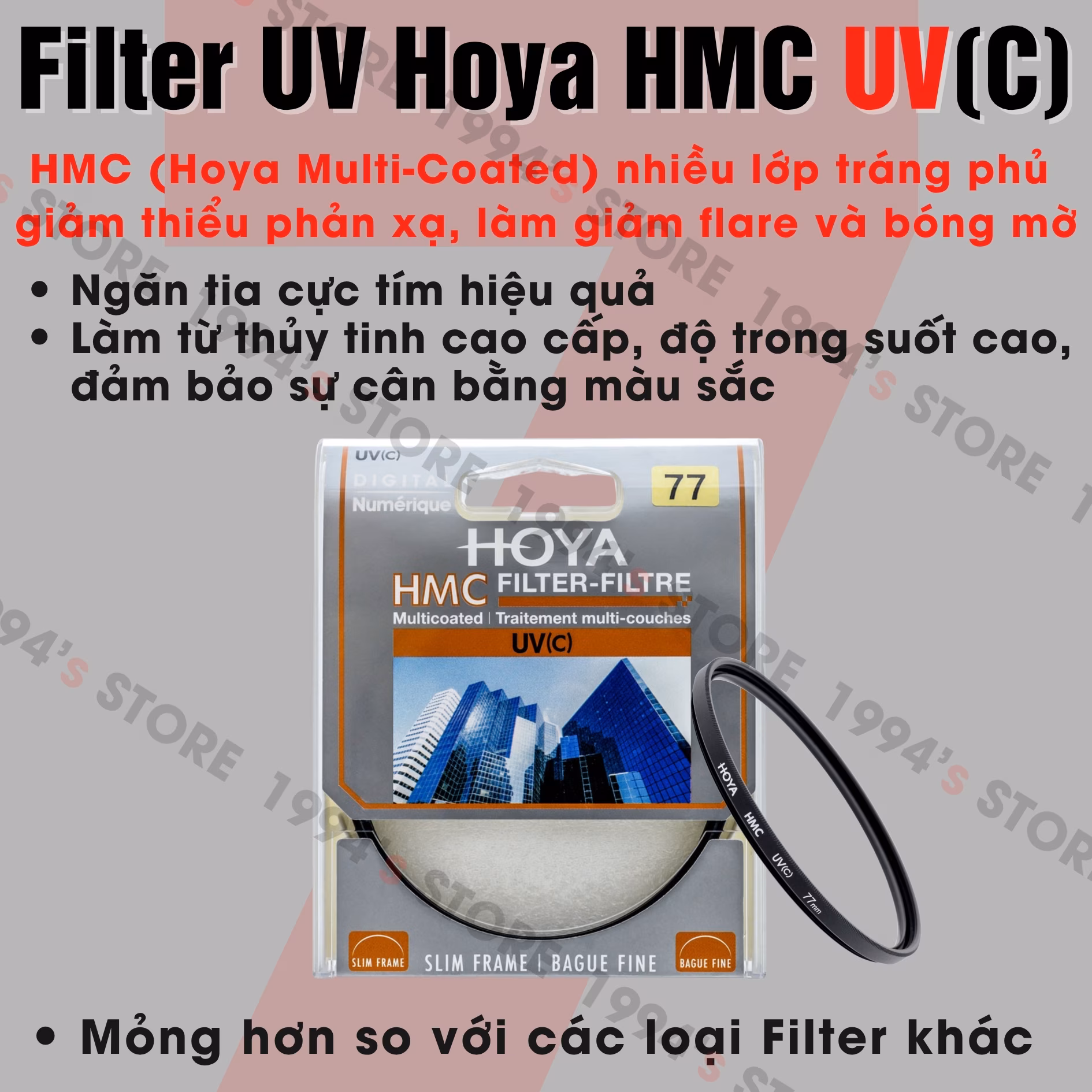 Kính Lọc Filter UV Hoya HMC UV(C) Made in Japan (Phi 37mm - 82mm)