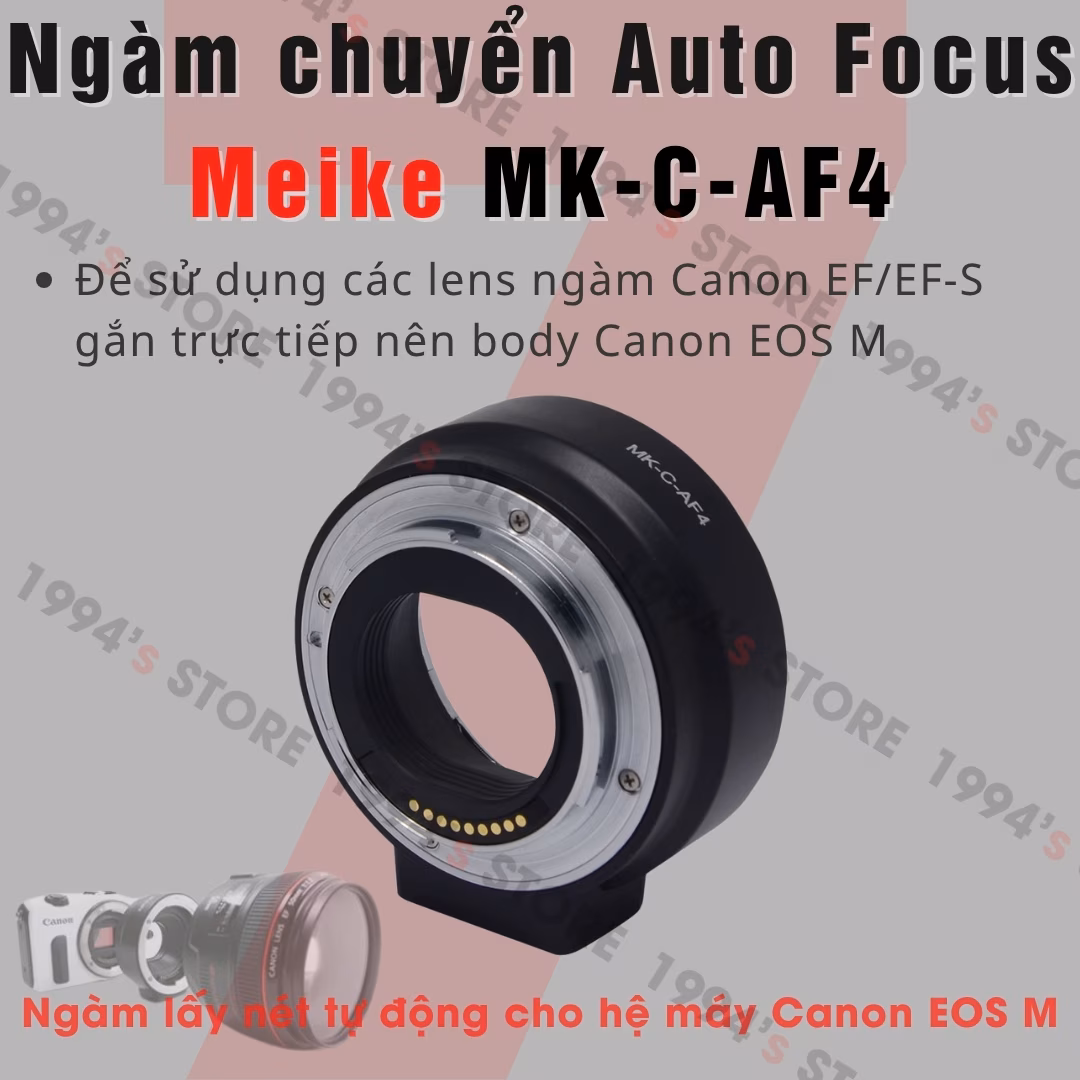 Ngàm Chuyển Meike MK-C-AF4 EF-EOS M - Adapter AF cho Canon M dùng lens Canon EF