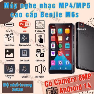 Máy Nghe Nhạc Benjie M6s Android 14 – Bluetooth 5.4, Có Camera, Dịch Thuật Offline – Chính Hãng