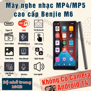 Máy Nghe Nhạc Benjie M6 Android 14 – Bluetooth 5.4, Có Camera, Dịch Thuật Offline – Chính Hãng