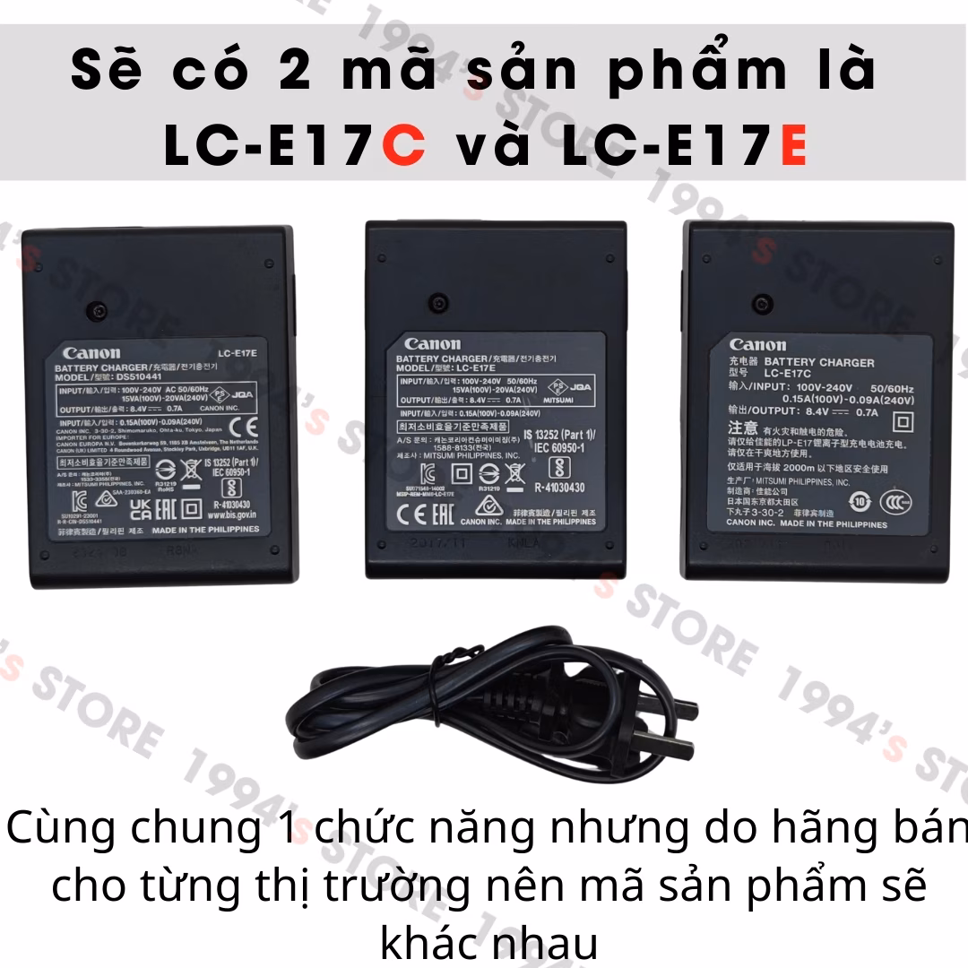 Tem chính hãng trên sạc Canon LC-E17 zin