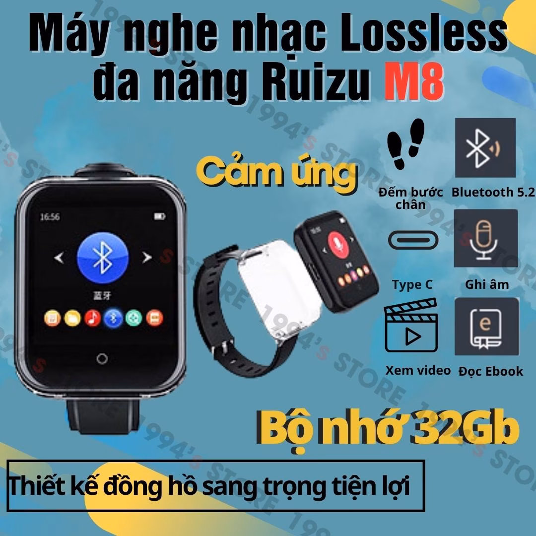 Máy Nghe Nhạc Thể Thao Ruizu M8 Đeo Tay | Đếm Bước Chân, Loa Ngoài