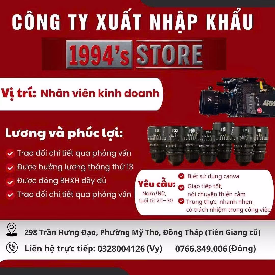 1994's Store Tuyển Dụng Nhân Viên Kinh Doanh (Sales) Tại Đồng Tháp