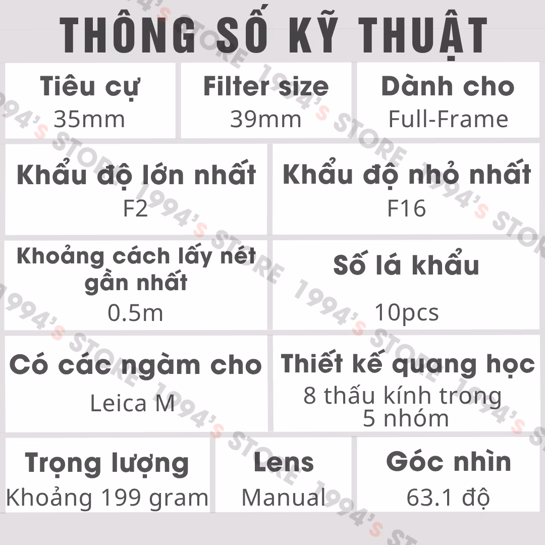 Thypoch Ksana 35mm F2 ASPH Pancake For Leica M Chính Hãng
