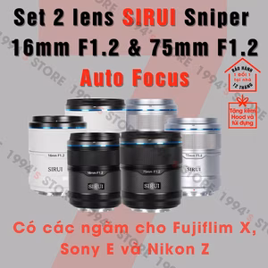 Bộ 2 lens Sirui Sniper 16mm và 75mm F1.2 AF - Tặng Túi Đựng Chính Hãng