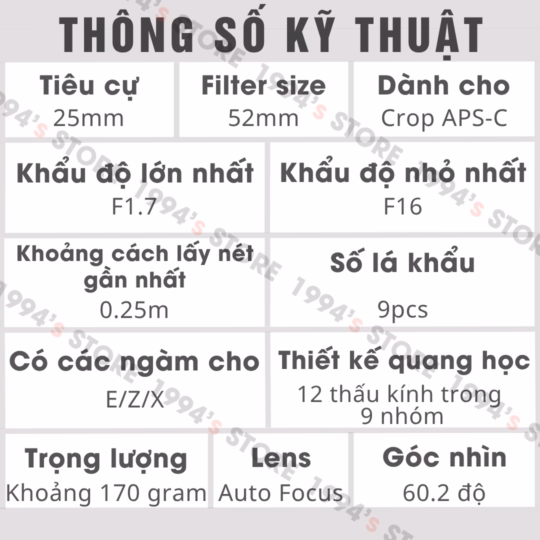 Meike 25mm F1.7 AF Air - Lens góc rộng đa dụng có lấy nét tự động cho Fujifilm FX ,Sony E và Nikon Z