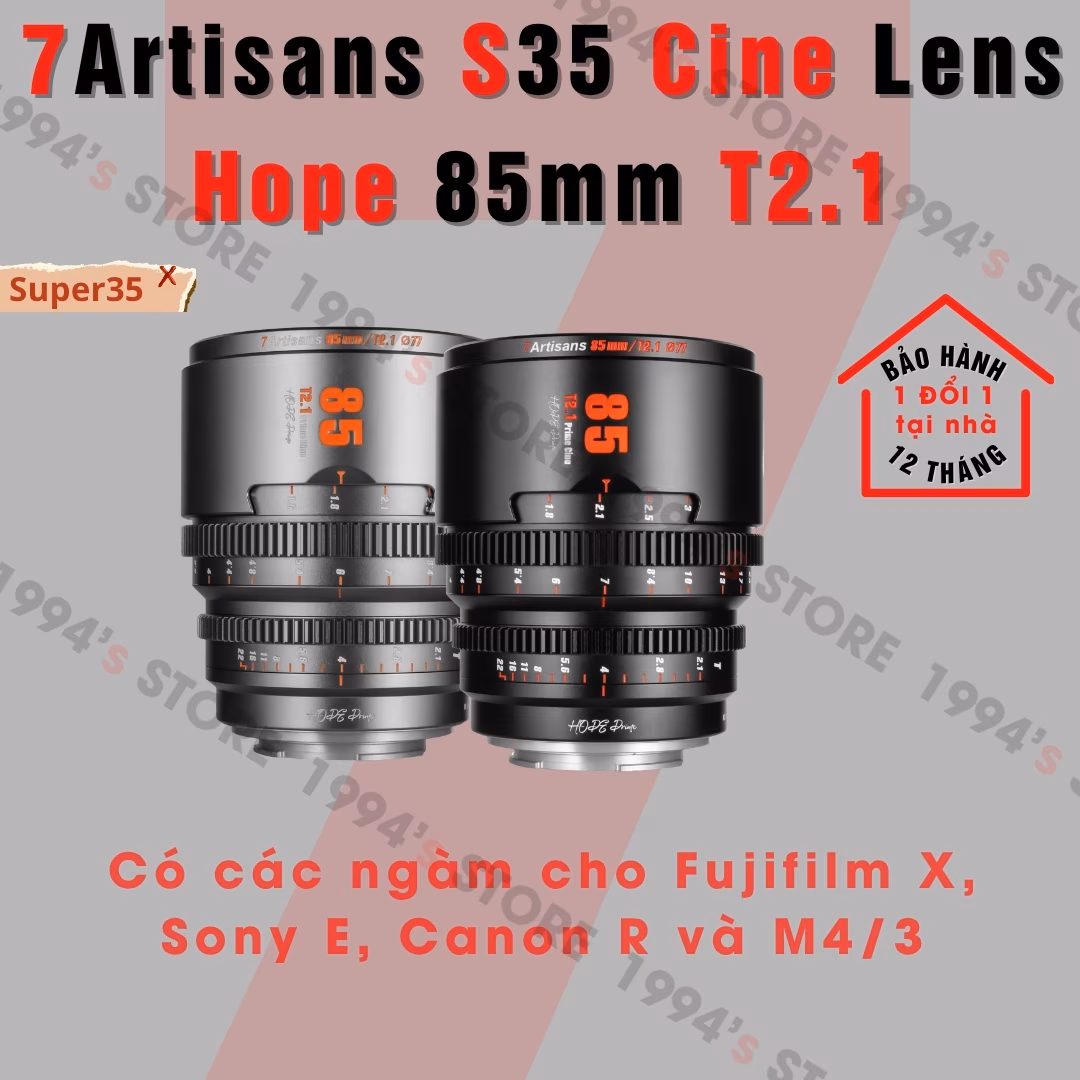 7Artisans Hope Cine 85mm T2.1 - Lens cine Super35 chuyên quay phim cho Fujiflim X, Sony E, Canon R và M4/3